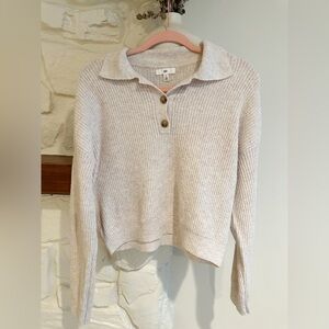 BP oatmeal colored slight cropped knit sweater